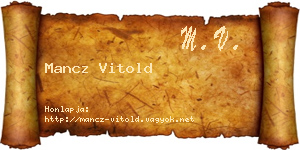Mancz Vitold névjegykártya